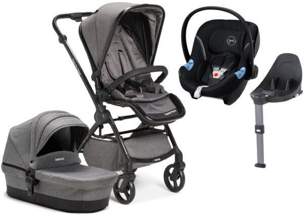 Beemoo Easy Fly Verse Duovagn inkl. Cybex Aton M, Grey Melange
